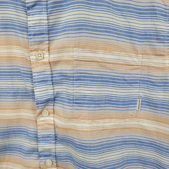 Quiksilver Modern Fit Short Sleeve Shirt Collar Striped Button Up Medium Mens - Picture 4 of 10